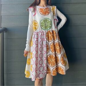 Handmade Dress — IKEA Torvfly Fruit Theme | SKU 11047 Dragonfruit Orange lime